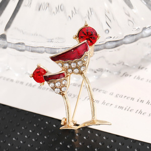 Broche de copa de vino estilo europeo americano, de aleación de zinc roja, accesorio de moda para mujer para fiestas - Product Image 3