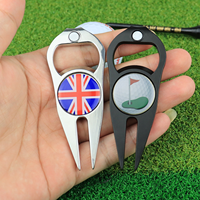 Outil de réparation de mottes de terre de golf vierges personnalisées en vrac direct d'usine ouvre-bouteille multifonctionnel avec jeu de marqueurs de balle