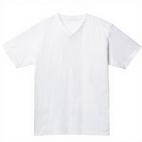 T-shirt à col en V pour homme avec logo personnalisé, manches courtes, 190 grammes, 100% coton, design uni, style japonais, coupe ample, OEM/ODM