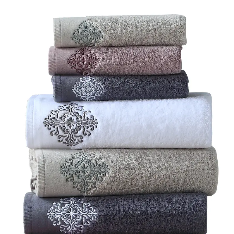 Toalha de banho 100% algodão clássico, conjunto de toalha para adulto, rosto de absorção de água, sem perda de cabelo, para hotel e casa