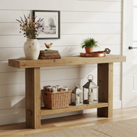Console en bois massif de 63 pouces, table d'entrée étroite à 2 niveaux de style farmhouse pour couloir, entrée, salon