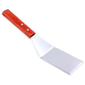 Stainless Steel Square End Hamburger Turner dengan pegangan kayu