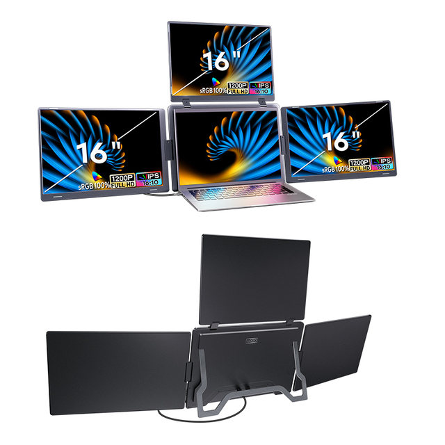 Quality Certifications SRGB 100% Color Gamut 16 Inch 1200P Resolution Triple Portable Monitor for Video Photo Edit