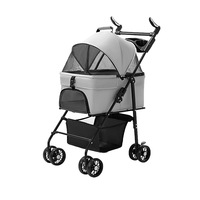 Chariot de transport pour animaux de compagnie Oxford de luxe à 4 roues, rotation à 360 degrés, design pliable et léger, chariot pliable portable, poussette pour animaux de compagnie