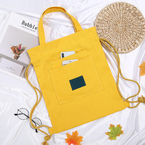 Nuova scuola di viaggio creativa con Logo personalizzato stringa di cotone tela con coulisse borse zaino con coulisse borsa zaino con tasca - Product Image 4