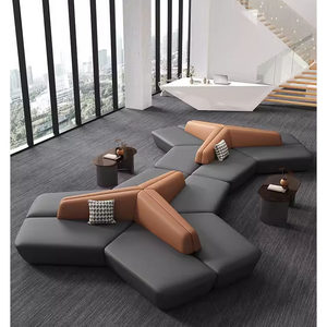 Divano in Pelle Minimalista per Ufficio Vendite, Hall d'Hotel, Area Ricezione Aziendale, Aree d'Attesa Bancarie - Product Image 2