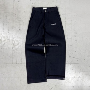 Pantalones Vaqueros de Pierna Recta Negros de Alta Calidad Personalizados de 14-16 Oz, Vaqueros Japoneses Crudos de Mezclilla Selvedge - Product Image 1