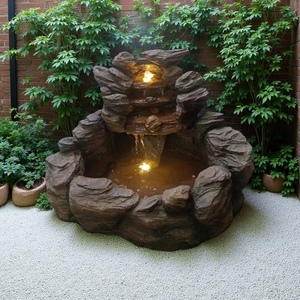 Fuente de agua para jardín Zen, <span class=keywords><strong>luces</strong></span> <span class=keywords><strong>LED</strong></span>, 2 uds., montado, gran cemento, río, <span class=keywords><strong>cascada</strong></span>, elegante, Artificial, Patio, decoración de jardín - Product Image 3