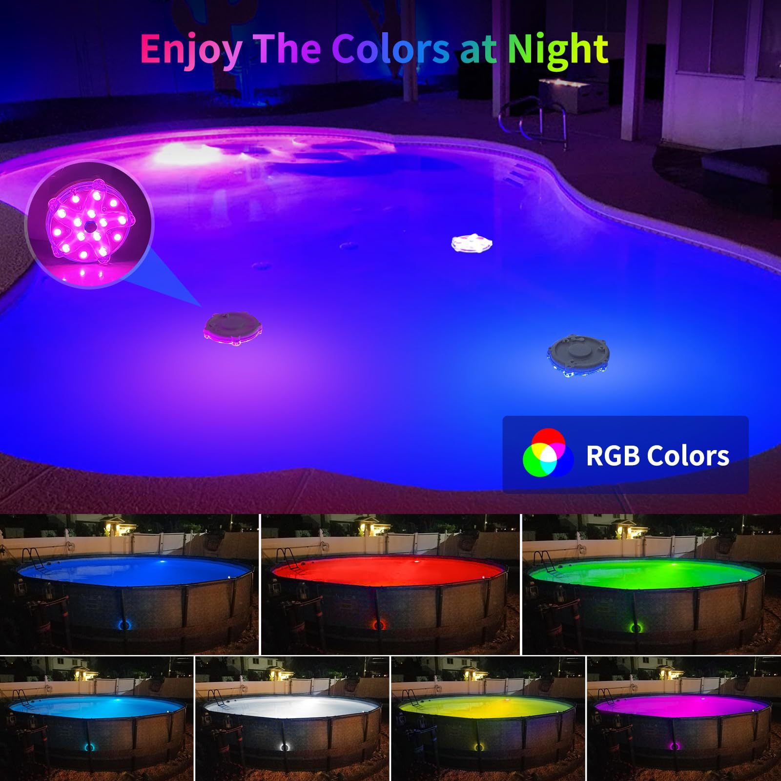 Bset Seller IP68 Floating Mini LED RGB Smart Underwater Lighting Swimming Pool Light Blue
