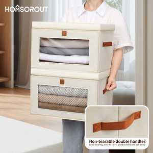Boîtes de rangement pliables modernes en tissu à trois couches avec couvercles, empilables, pour vêtements, pour armoire, vente en gros - Product Image 5