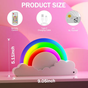 Новый яркий Радужный Ночной свет 14 видов цветов Удаленная перезаряжаемая атмосферная прикроватная лампа для гостиной романтический подарок для детей светодиод - Product Image 3