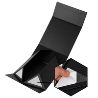 Boîte cadeau en papier personnalisée noire pliable de luxe avec fermeture magnétique pour bijoux de demoiselle d'honneur, mariage, Noël, avec couvercle