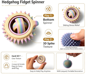 Toupie anti-stress hérisson imprimée en 3D, mini jouet sensoriel portable <span class=keywords><strong>pour</strong></span> enfants et adultes, décoration de bureau, cadeau - Product Image 4
