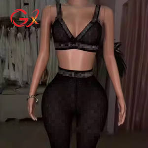 GX1290 all'ingrosso stilista di moda di alta qualità da donna vestito da Club vestiti estate canotta e pantaloni donna 2 pezzi Set - Product Image 1