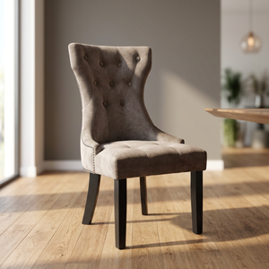 Chaise de salle à manger solide NGYG1, moderne, avec pieds en bois d'hévéa, dossier haut, revêtement en tissu PVC/PU, coussin rembourré, style ferme, pour cuisine - Product Image 2