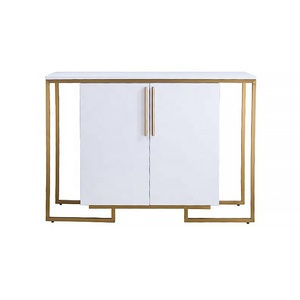 Table de <span class=keywords><strong>Console</strong></span> d'entrée moderne en acier inoxydable blanc et or avec rangement armoire à chaussures à 2 portes - Product Image 1