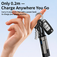 Porte-clés à affichage numérique, câble de données 4-en-1 tressé, charge ultra-rapide 6A, transfert de données, compatible iPhone 17, multifonction