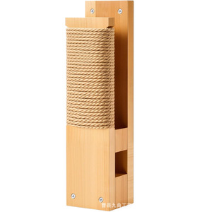 Tabla de entrenamiento de boxeo de madera maciza para montar en la pared con cuerda de cáñamo envuelta, equipo duradero de artes marciales para practicar. - Product Image 1