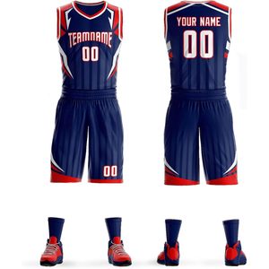 Uniforme de Baloncesto Personalizado con Nombre y Número, Pantalones Cortos, Ropa Deportiva para Hombre y Jóvenes, Sublimada, Cuello en V, Absorbe la Humedad - Product Image 1