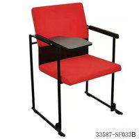 Chaise de formation en maille noire avec tablette d'écriture et accoudoirs, pieds en acier, chaise de bureau scolaire 33587-SF033A