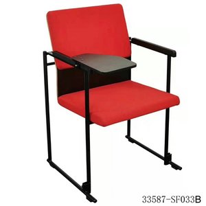 Chaise de formation en maille noire avec tablette d'écriture et accoudoirs, pieds en acier, chaise de bureau scolaire 33587-SF033A - Product Image 3