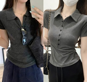 Blusa de Verano 2026, Nueva Llegada, para <span class=keywords><strong>Mujer</strong></span>, Corte Ajustado, Casual, <span class=keywords><strong>Manga</strong></span> <span class=keywords><strong>Corta</strong></span>, con Cuello, para Uso Diario, Transpirable y Compresible - Product Image 6