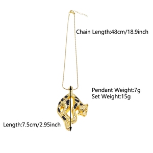 Collar con Colgante de Leopardo Chapado en Oro Zhuerrui, Collar de Cadena con Pantera con Manchas de Esmalte Negro para Mujer BK250257 - Product Image 4