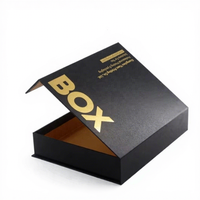 Boîtes Cadeaux Magnétiques Pliables en Carton Rigide de Luxe avec Couvercle à Fermeture Aimantée, Emballage en Papier Noir avec Impression Personnalisée et Logo
