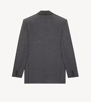Produsen Pakaian Grosir Label Pribadi, Blazer Wanita Model Double Breasted Peak Lapel dengan Bahu Terstruktur dan Potongan Rapi