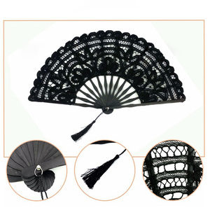FAREA Luxurious 27cm Natural Bamboo Lace Folding Fan with Lace Design for <strong>Wedding</strong> Decoration and <strong>Gift</strong> - Product Image 4