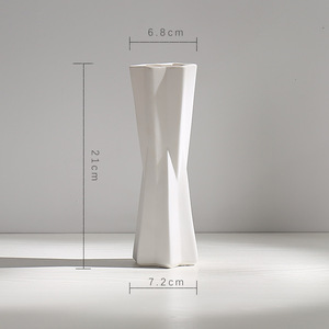 Vaso Moderno in Ceramica Bianca Minimalista <span class=keywords><strong>per</strong></span> Decorazione Casa, Centrotavola Soggiorno, Composizioni di <span class=keywords><strong>Fiori</strong></span> Secchi - Product Image 2