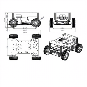 Châssis de voiture intelligente à roues Mecanum 4x4 avec suspension, mouvement omnidirectionnel, plateforme robotique ROS, 20 kg - Product Image 1