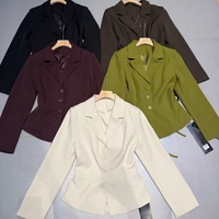 Blazer cintré pour femme noir/marron/bordeaux/olive/blanc, veste de bureau à 3 boutons, coupe ajustée, vêtement d'extérieur court