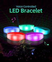 Bracelet LED activé par la musique avec logo personnalisé Bracelet en silicone avec lumière flash contrôlée par le son pour les fêtes Bracelets promotionnels