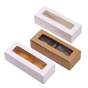 Rectangular window transparent flip-top baking packaging cake egg tart cookie box kraft paper macaron box cookie candy box