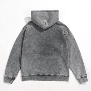 Sweat-shirt à capuche unisexe surdimensionné en coton lourd délavé à l'acide, noir, taille XL, logo de designer personnalisé, en vrac, vintage, ample, uni - Product Image 3