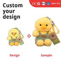 Peluche personnalisée en forme de canard jaune, inspirée d'un dessin, personnage en peluche doux avec tenue et sangle, pour mascotte de marque et articles de vente au détail