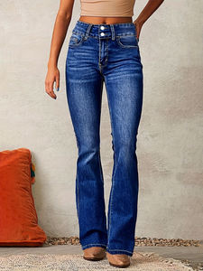 Retro <b>Elastic</b> Denim <b>Jeans</b> Women's Spring New Style Washed Denim Pants - Product Image 6