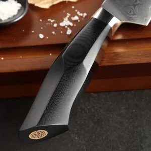 Conjunto de facas de chef de cozinha, profissional de aço damasco 5 peças com faca g10 cabo japonês