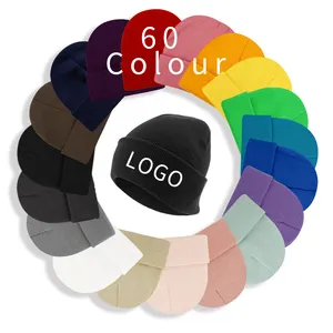 60 renk bere şapka özel Logo akrilik ve yün açık havada kış şapka moda kadın örme bere