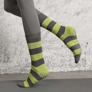 Custom New Style Long Cotton Striped Yoga Socks for Women Anti-slip Specifically Designed for Pilates - Product Image 3