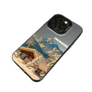 Casa nieve montaña impresión galvanizada llave de plata TPU PC funda de teléfono móvil para <span class=keywords><strong>Iphone</strong></span> 8 X Xr Xs 11 12 <span class=keywords><strong>13</strong></span> 14 15 16 17 Pro Max - Product Image 1