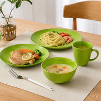 Service de table en céramique côtelée vert pomme de luxe Guangda, 16 pièces, vaisselle moderne en grès, assiettes, bols, tasses, passe au lave-vaisselle