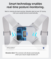 Correcteur de posture intelligent léger et réglable pour enfants avec rappel par vibration - Attelle dorsale anti-affaissement intelligente et entraîneur de posture
