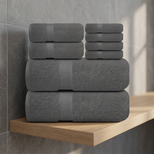 Ensemble de serviettes de bain en coton bio, couleur unie, écologiques, séchage rapide, rectangulaires, tissées, douces pour la peau, usage hôtelier, adulte, gris - Product Image 1