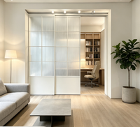 Porte coulissante en verre avec cadre en alliage d'aluminium blanc de style nordique, avec isolation acoustique pour maison et bureau modernes