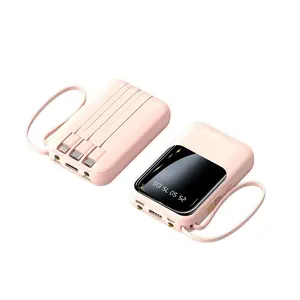 2023 Mini Power Bank Met Ingebouwde Kabel 5000 Mah 10000 Mah 20000 Mah Grote Capaciteit Snel Opladen Draagbare Mobiele Voeding