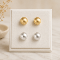 Clous d'oreilles ronds mats élégants en gros, bijoux géométriques sphériques de haute qualité pour le bureau