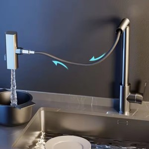 <span class=keywords><strong>Robinet</strong></span> mitigeur d'évier <span class=keywords><strong>de</strong></span> cuisine cascade moderne en <span class=keywords><strong>laiton</strong></span> 3 fonctions avec tête <span class=keywords><strong>de</strong></span> pulvérisation extractible - Product Image 3