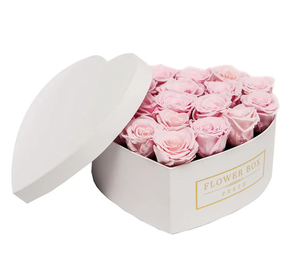 En forme de coeur en carton boîte d'emballage de fleurs en gros en forme de coeur boîte de mariage